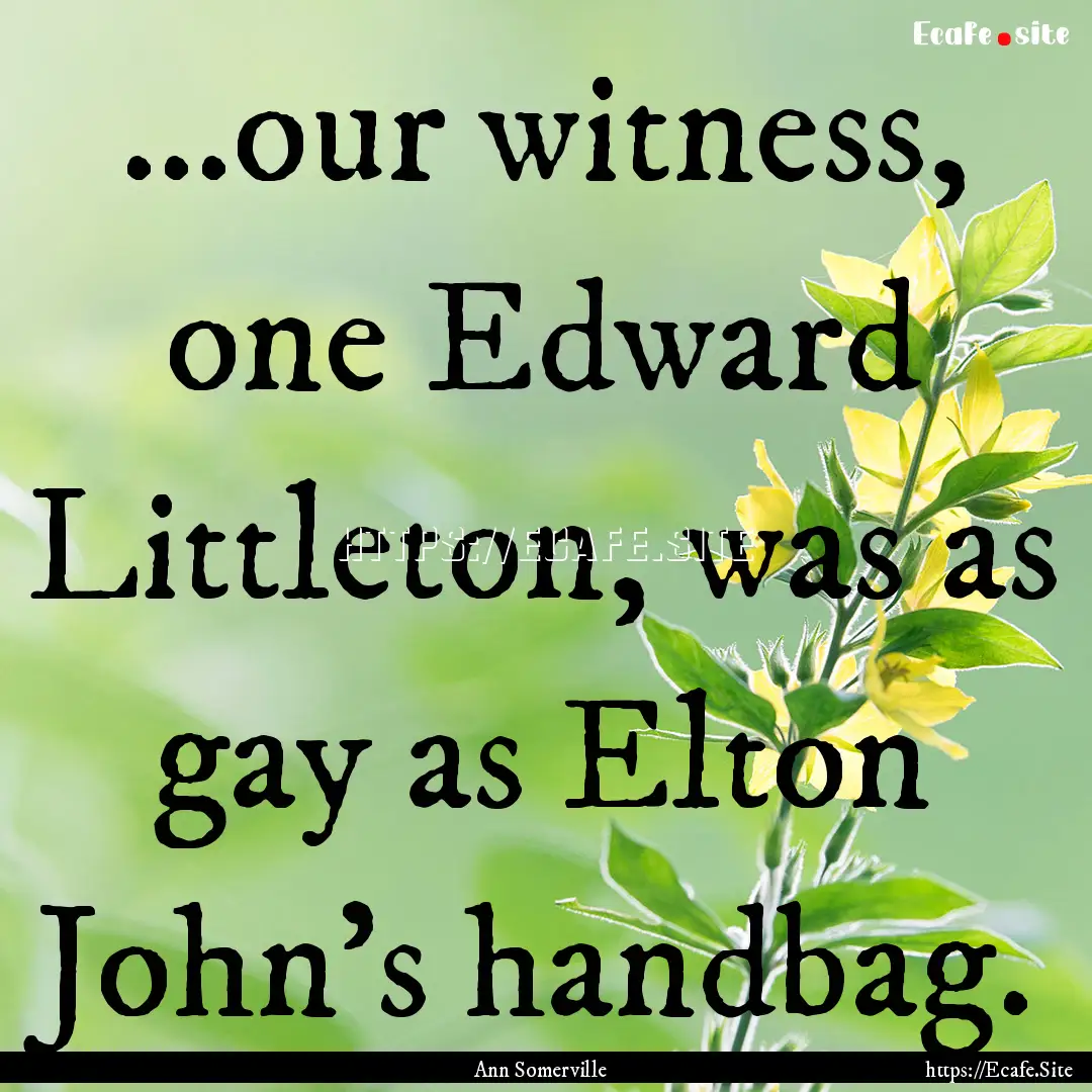 ...our witness, one Edward Littleton, was.... : Quote by Ann Somerville