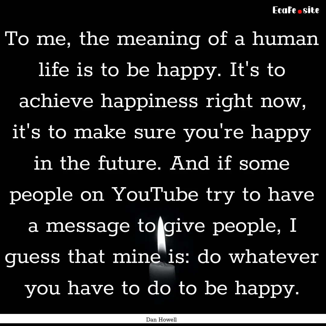 To me, the meaning of a human life is to.... : Quote by Dan Howell