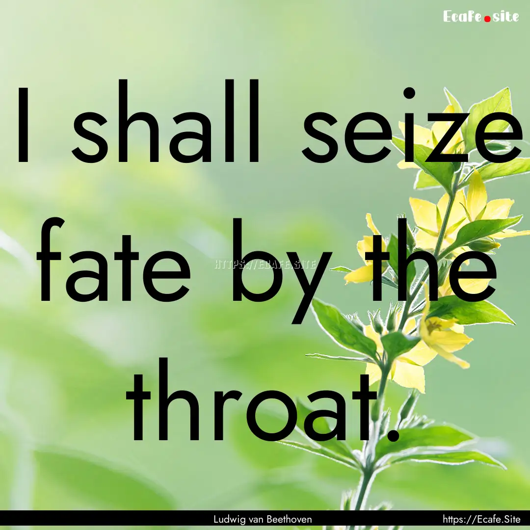 I shall seize fate by the throat. : Quote by Ludwig van Beethoven