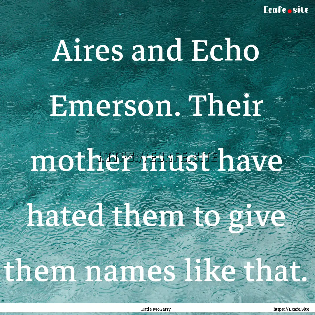 Aires and Echo Emerson. Their mother must.... : Quote by Katie McGarry