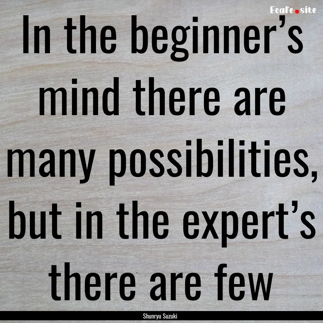 In the beginner’s mind there are many possibilities,.... : Quote by Shunryu Suzuki