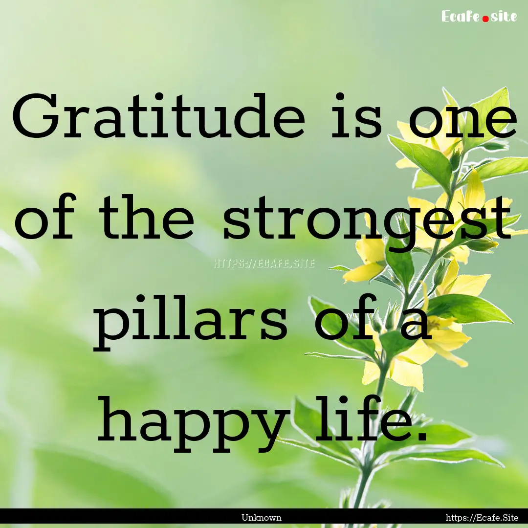 Gratitude is one of the strongest pillars.... : Quote by Unknown