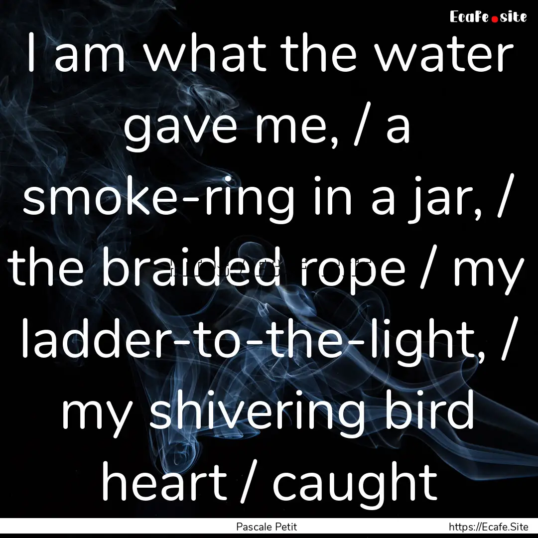 I am what the water gave me, / a smoke-ring.... : Quote by Pascale Petit