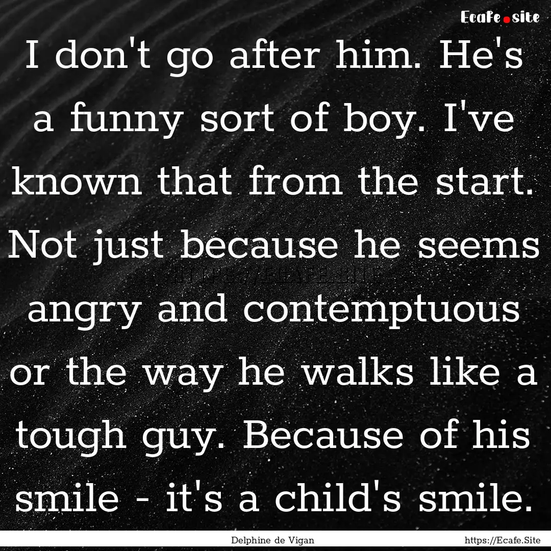 I don't go after him. He's a funny sort of.... : Quote by Delphine de Vigan