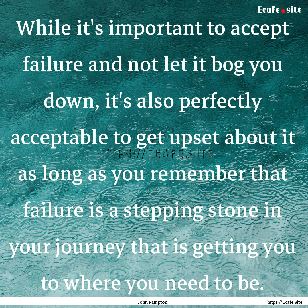 While it's important to accept failure and.... : Quote by John Rampton