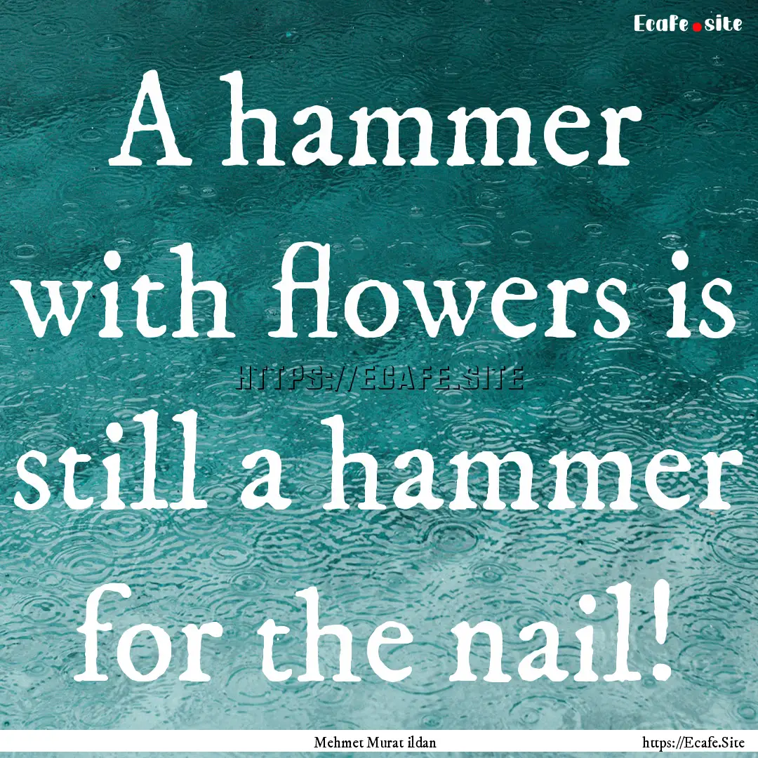 A hammer with flowers is still a hammer for.... : Quote by Mehmet Murat ildan