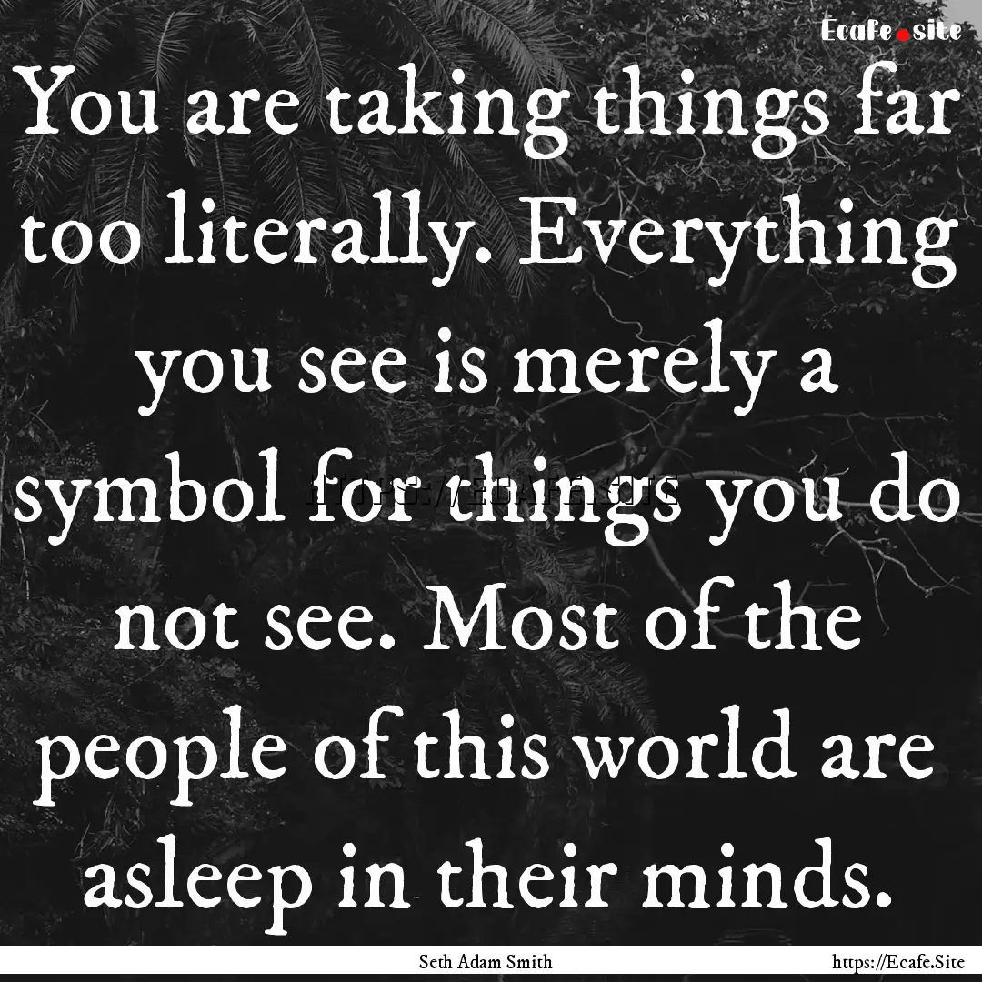 You are taking things far too literally..... : Quote by Seth Adam Smith