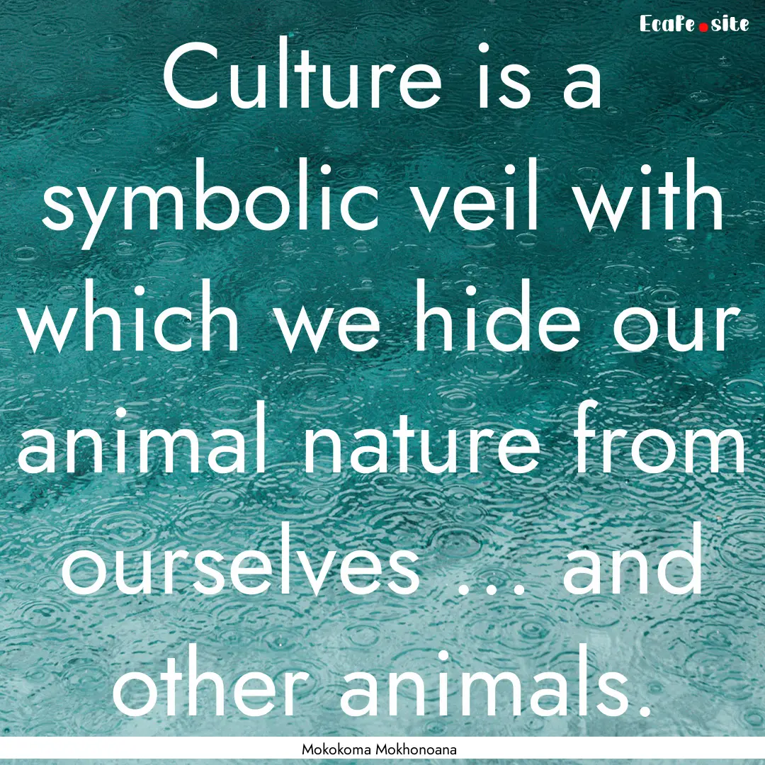 Culture is a symbolic veil with which we.... : Quote by Mokokoma Mokhonoana