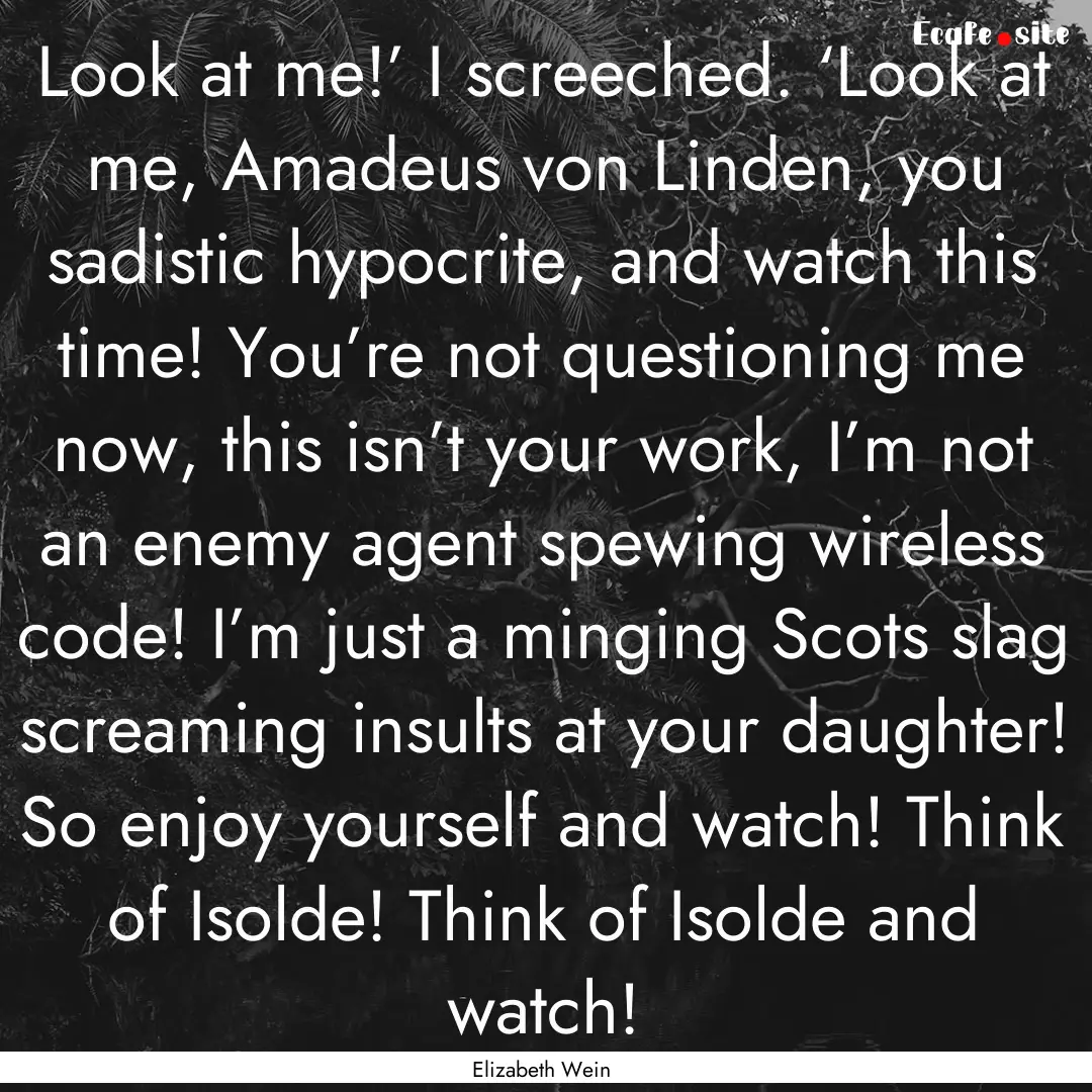 Look at me!’ I screeched. ‘Look at me,.... : Quote by Elizabeth Wein