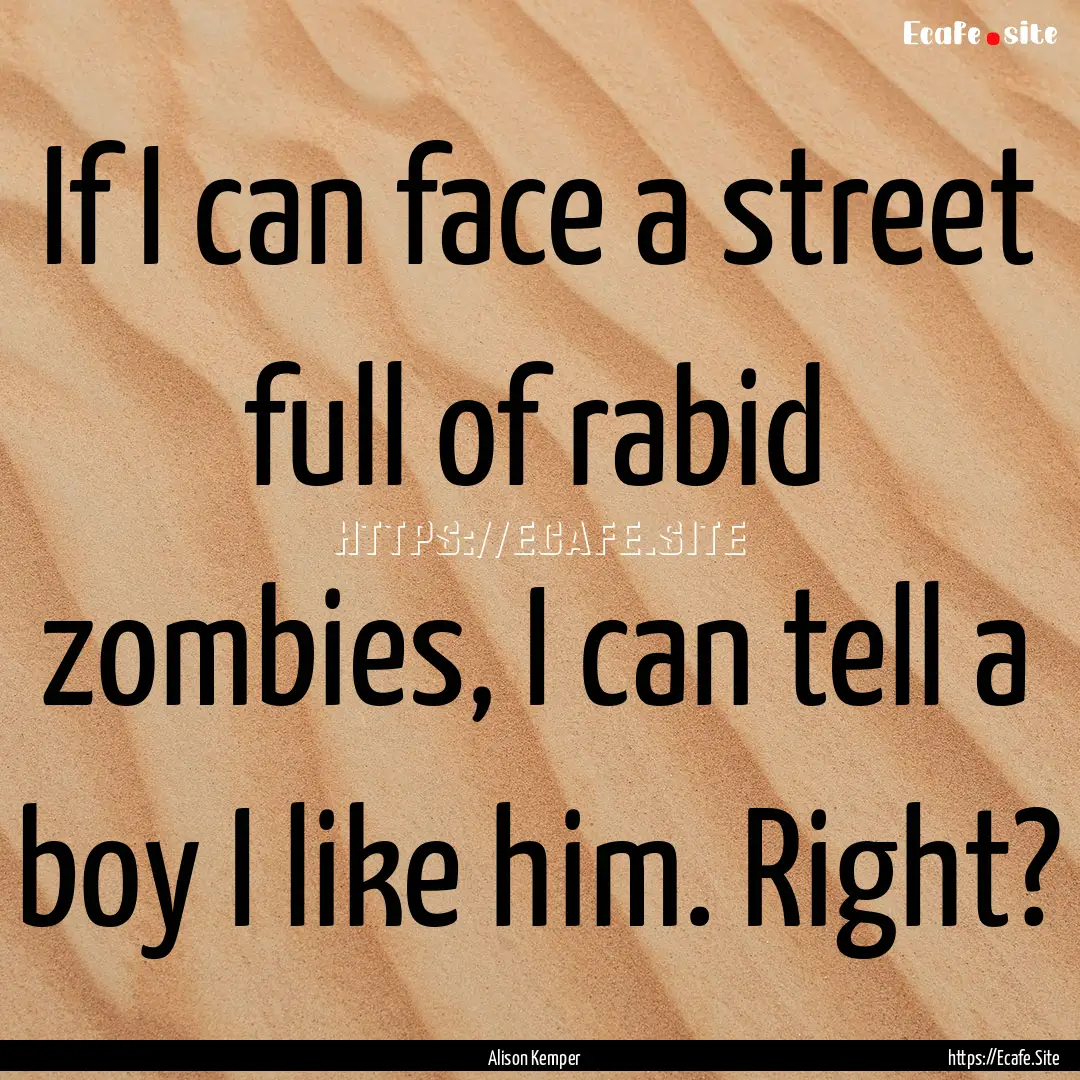 If I can face a street full of rabid zombies,.... : Quote by Alison Kemper