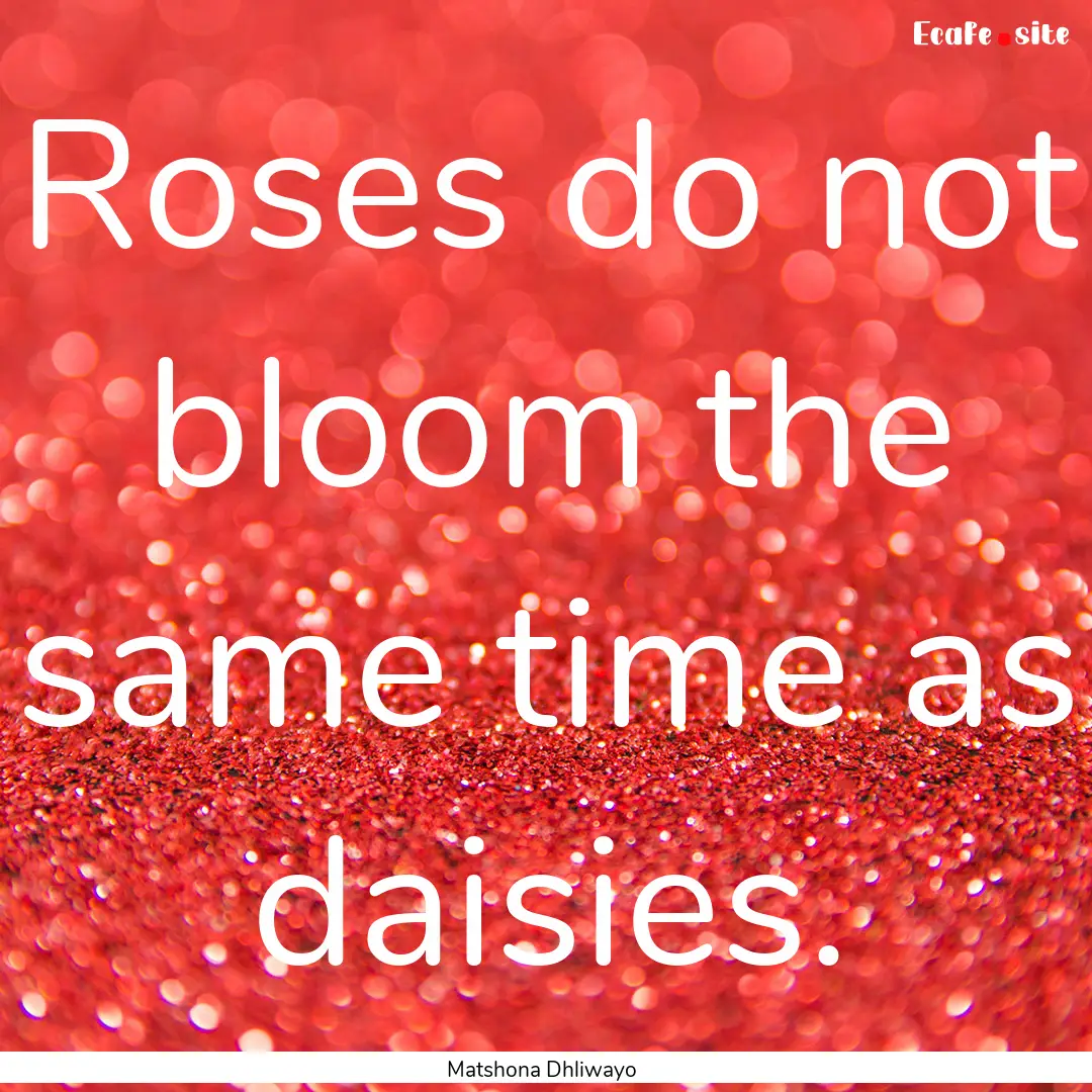 Roses do not bloom the same time as daisies..... : Quote by Matshona Dhliwayo