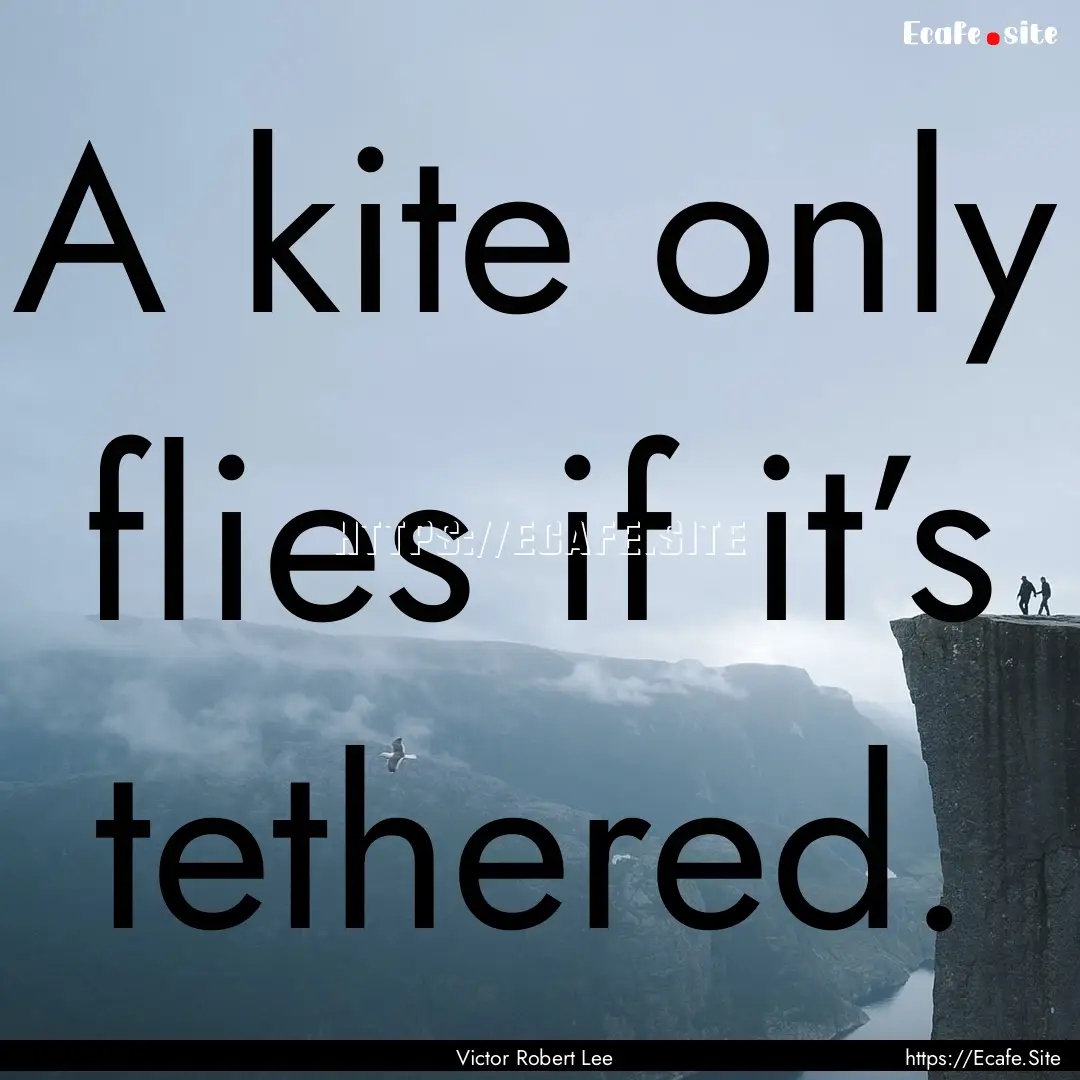 A kite only flies if it’s tethered. : Quote by Victor Robert Lee