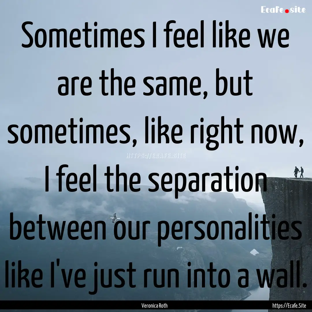 Sometimes I feel like we are the same, but.... : Quote by Veronica Roth