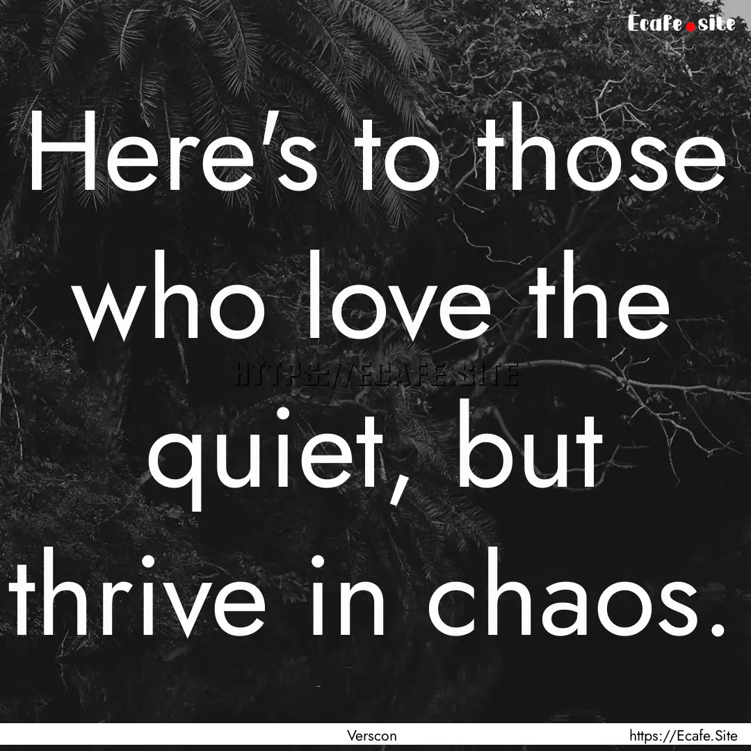 Here's to those who love the quiet, but thrive.... : Quote by Verscon