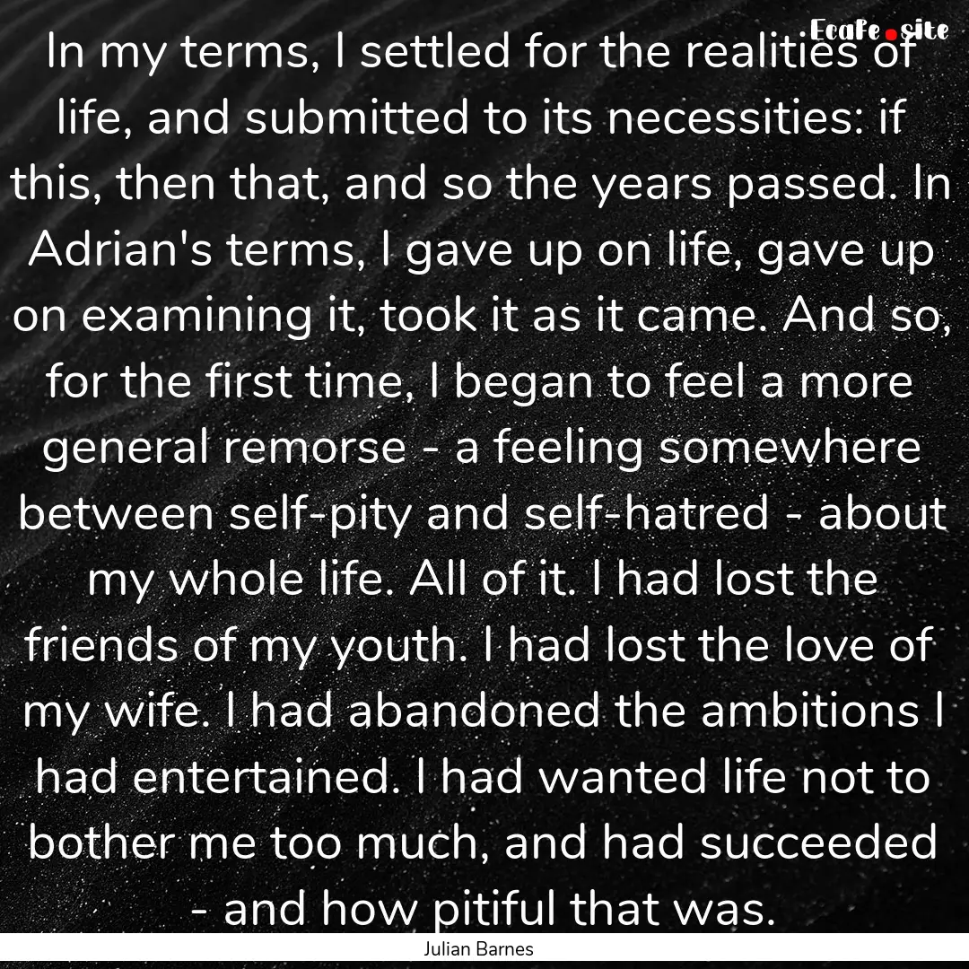 In my terms, I settled for the realities.... : Quote by Julian Barnes