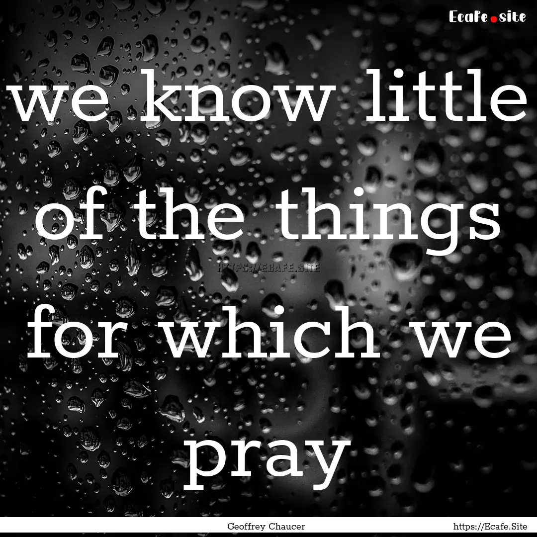 we know little of the things for which we.... : Quote by Geoffrey Chaucer