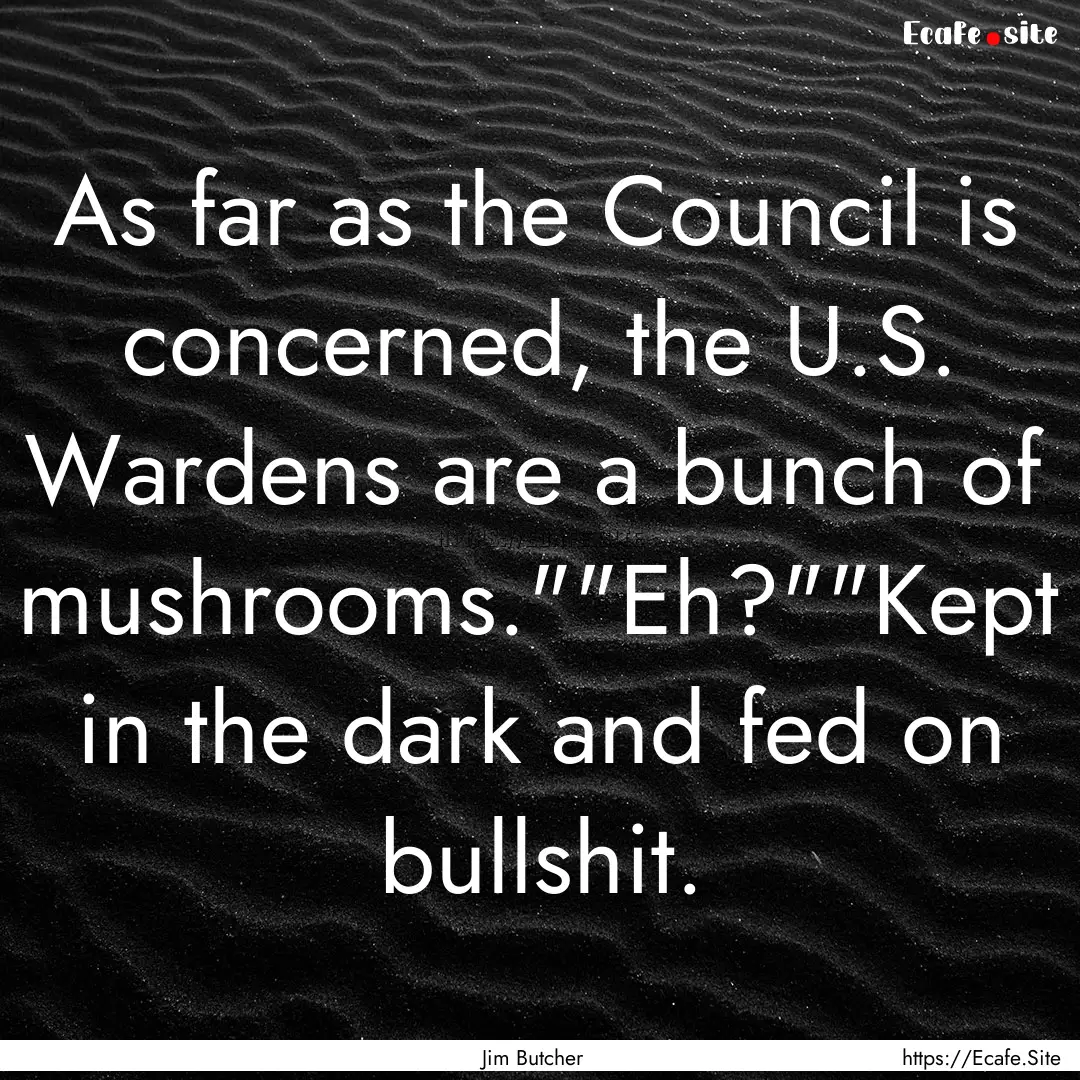 As far as the Council is concerned, the U.S..... : Quote by Jim Butcher