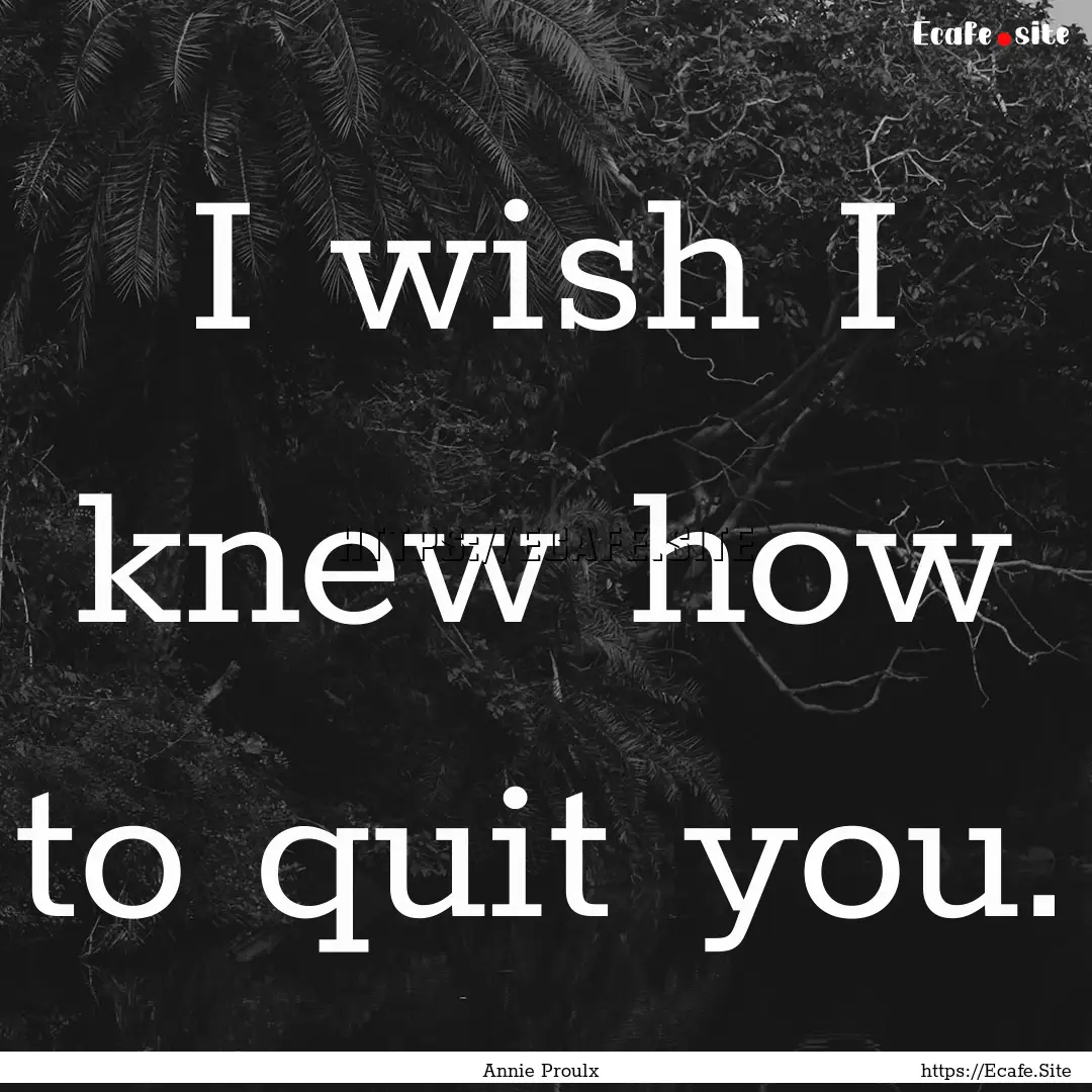 I wish I knew how to quit you. : Quote by Annie Proulx