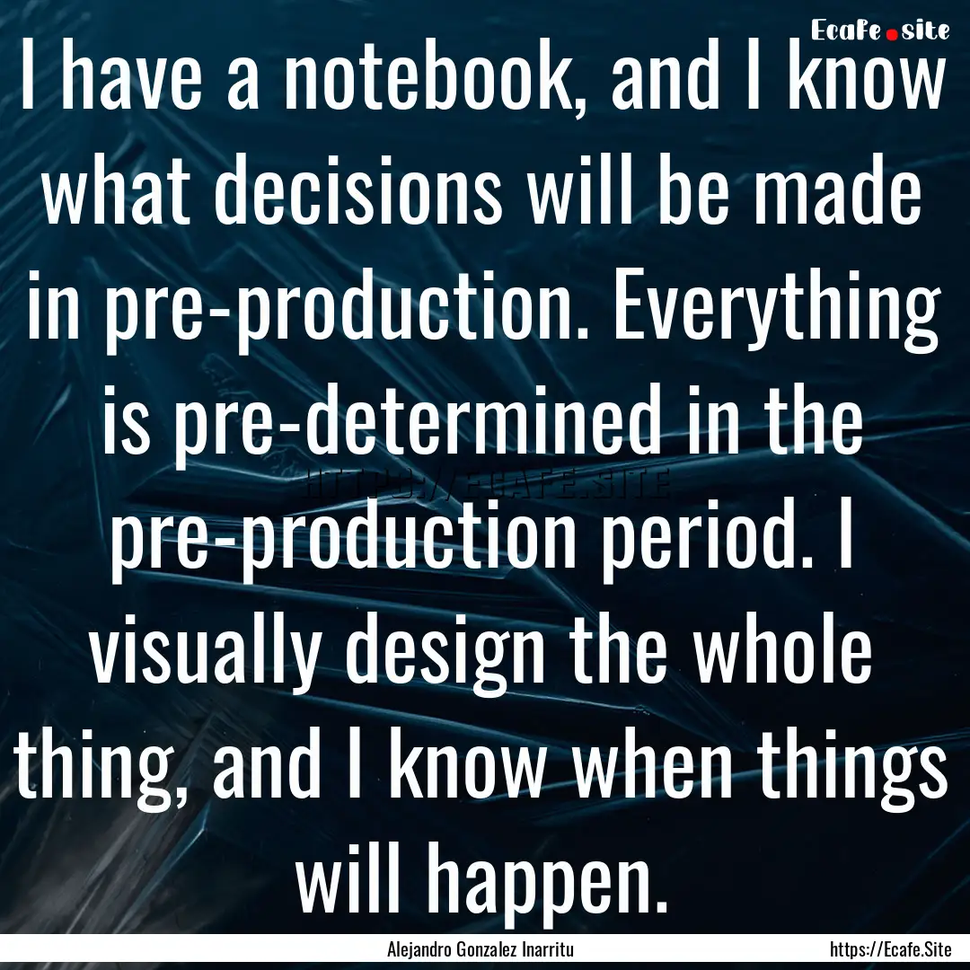 I have a notebook, and I know what decisions.... : Quote by Alejandro Gonzalez Inarritu