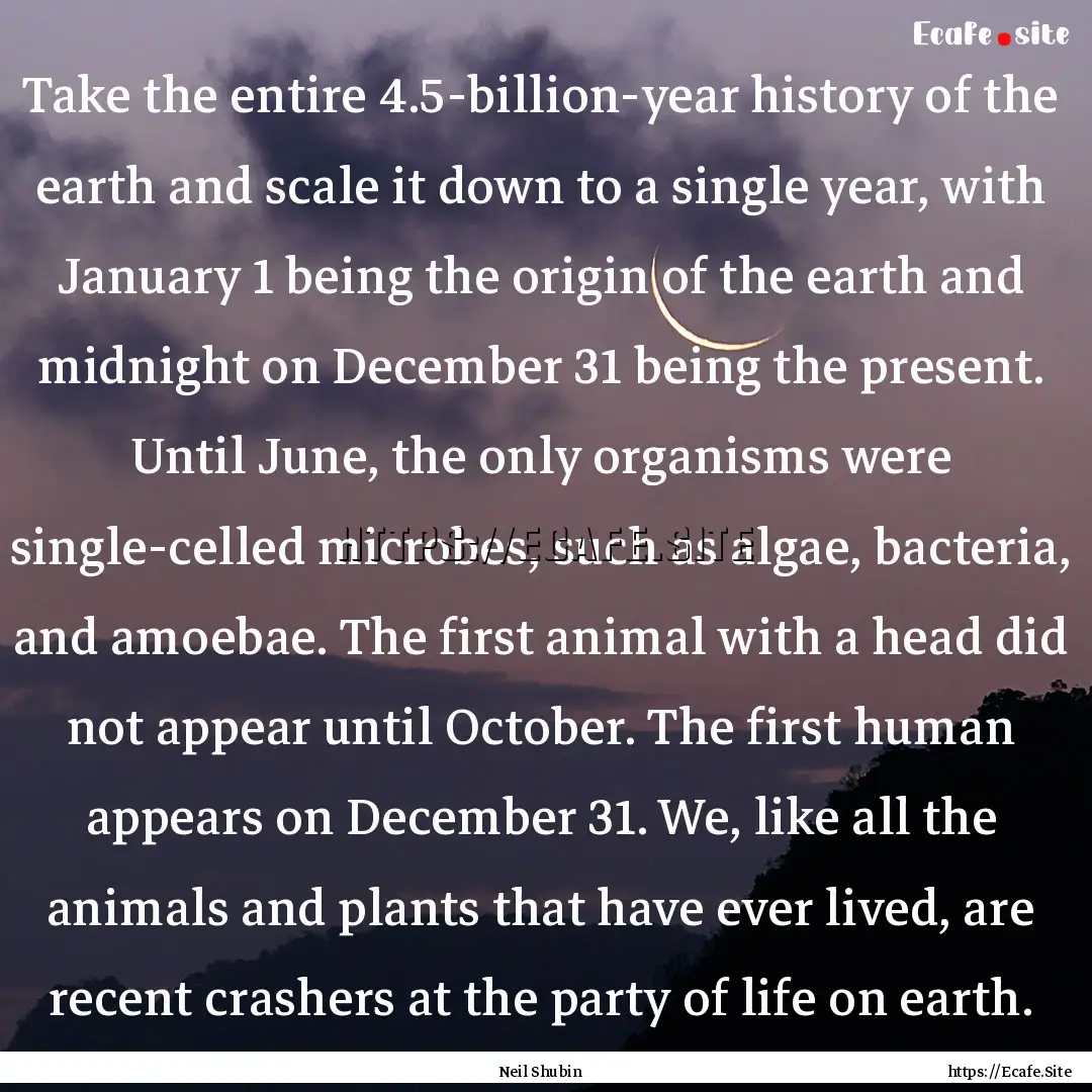 Take the entire 4.5-billion-year history.... : Quote by Neil Shubin