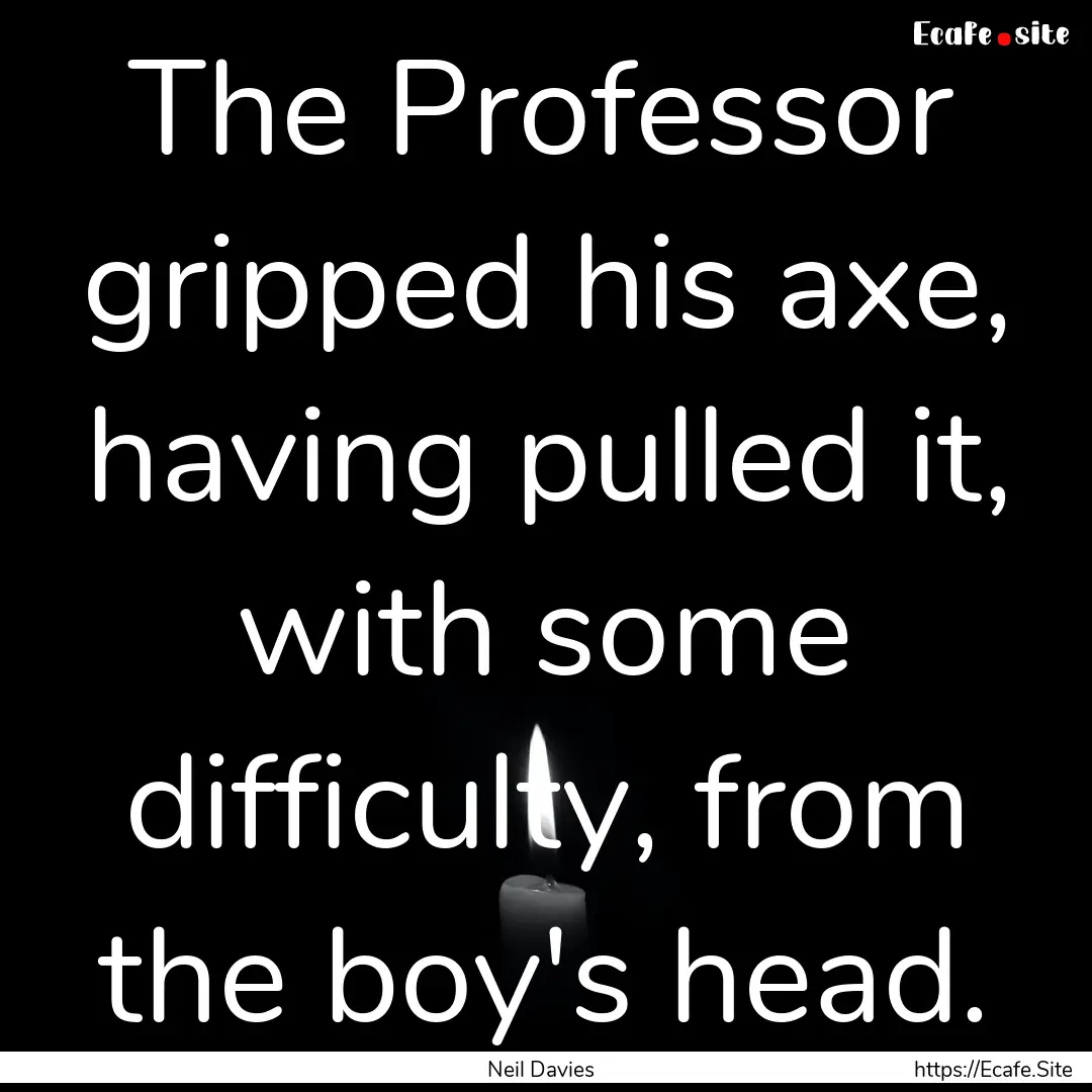 The Professor gripped his axe, having pulled.... : Quote by Neil Davies