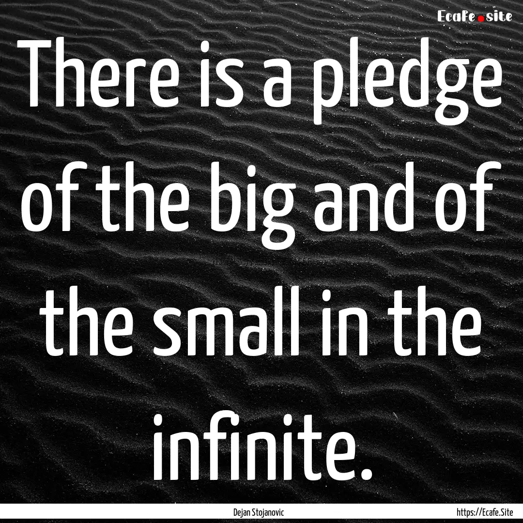 There is a pledge of the big and of the small.... : Quote by Dejan Stojanovic