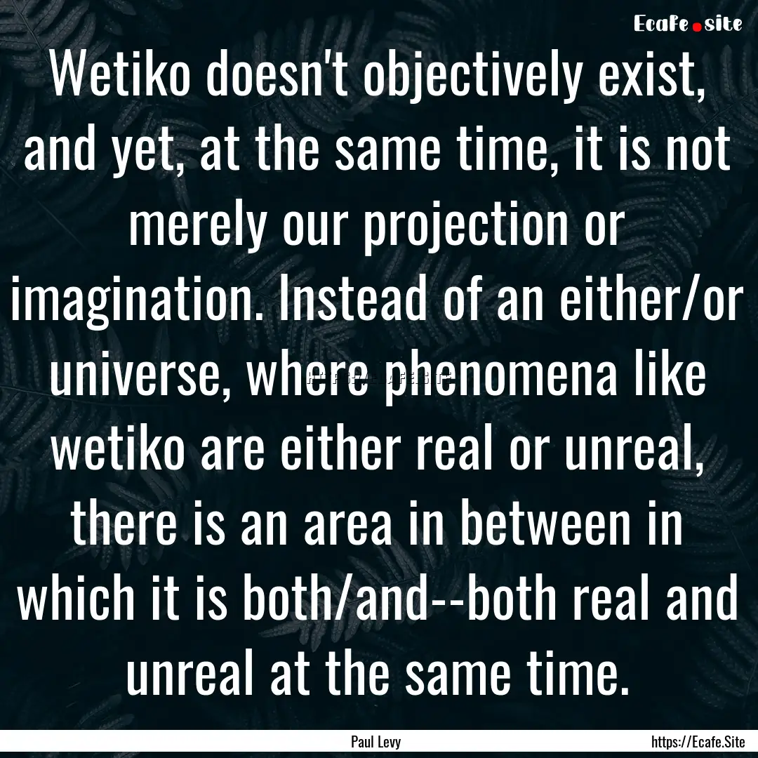 Wetiko doesn't objectively exist, and yet,.... : Quote by Paul Levy