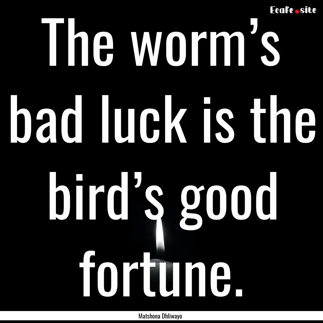 The worm’s bad luck is the bird’s good.... : Quote by Matshona Dhliwayo