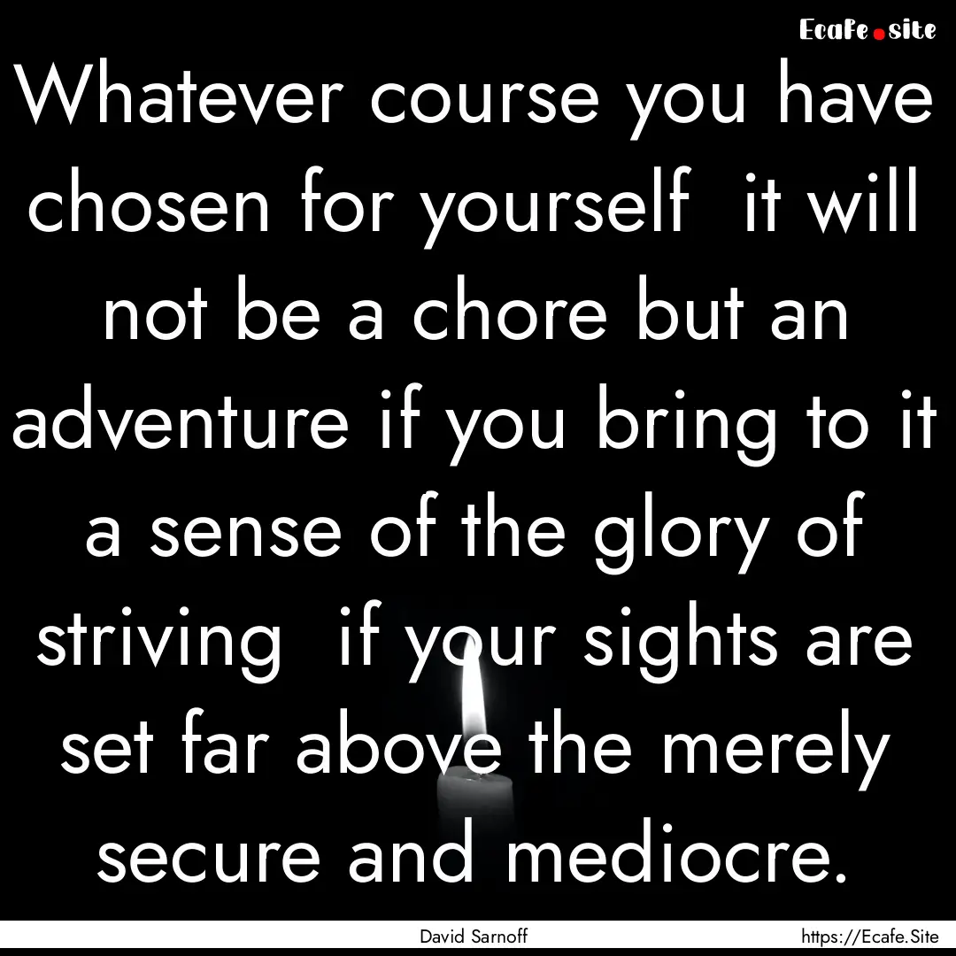 Whatever course you have chosen for yourself.... : Quote by David Sarnoff