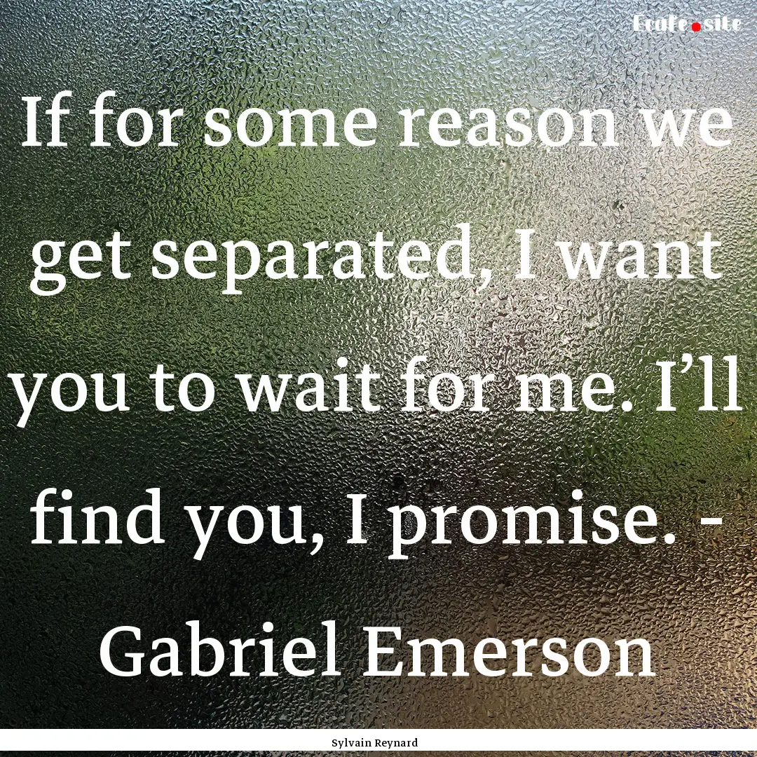 If for some reason we get separated, I want.... : Quote by Sylvain Reynard