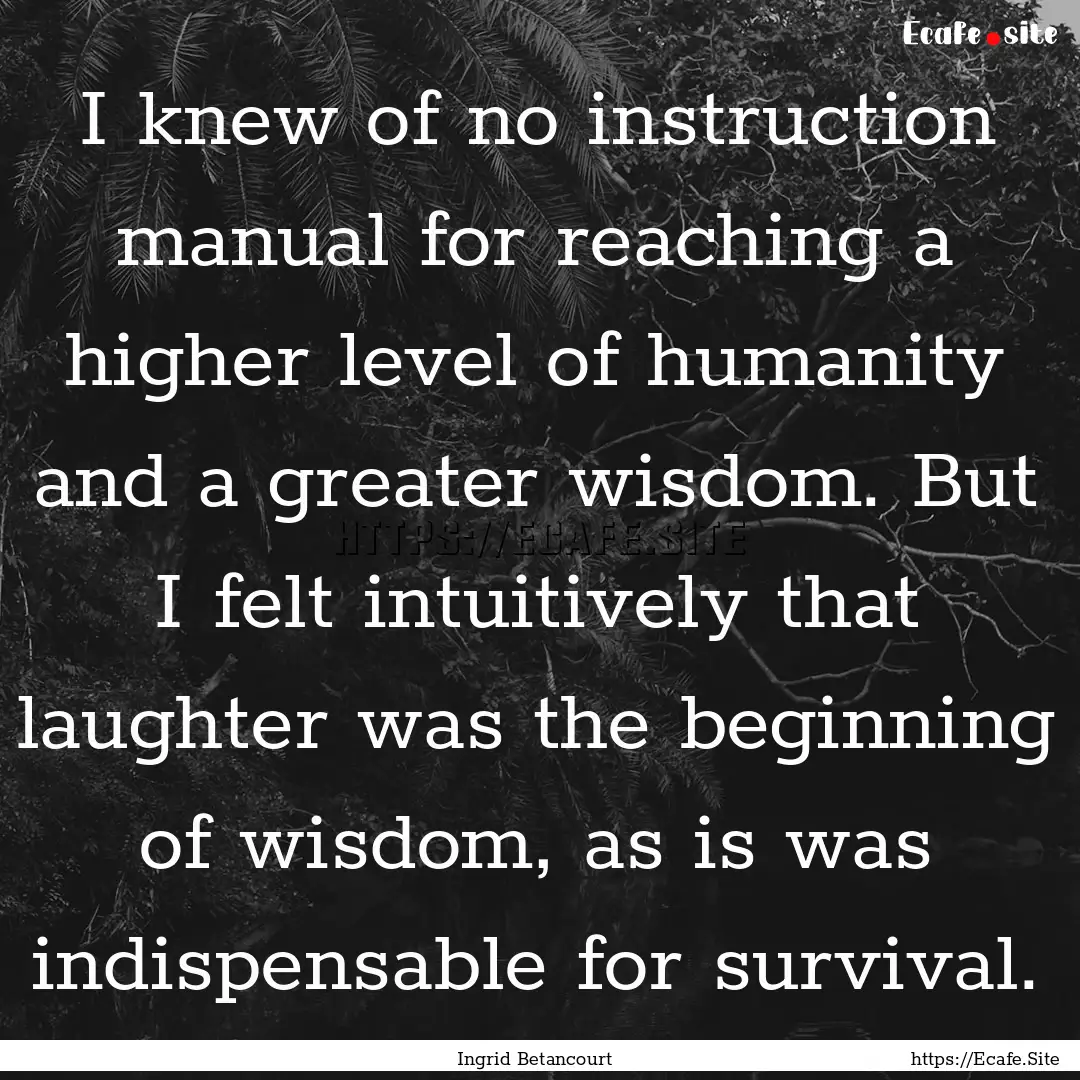 I knew of no instruction manual for reaching.... : Quote by Ingrid Betancourt