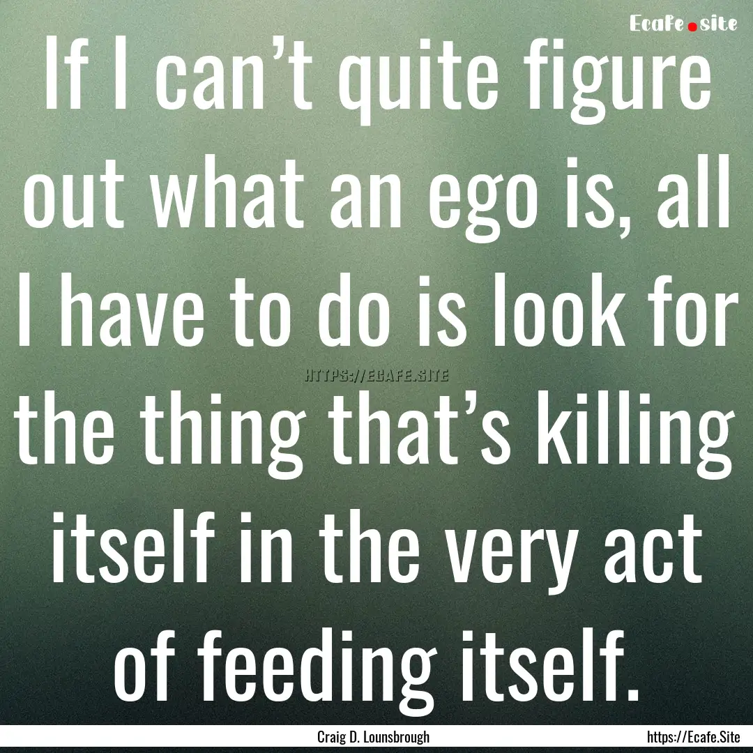 If I can’t quite figure out what an ego.... : Quote by Craig D. Lounsbrough