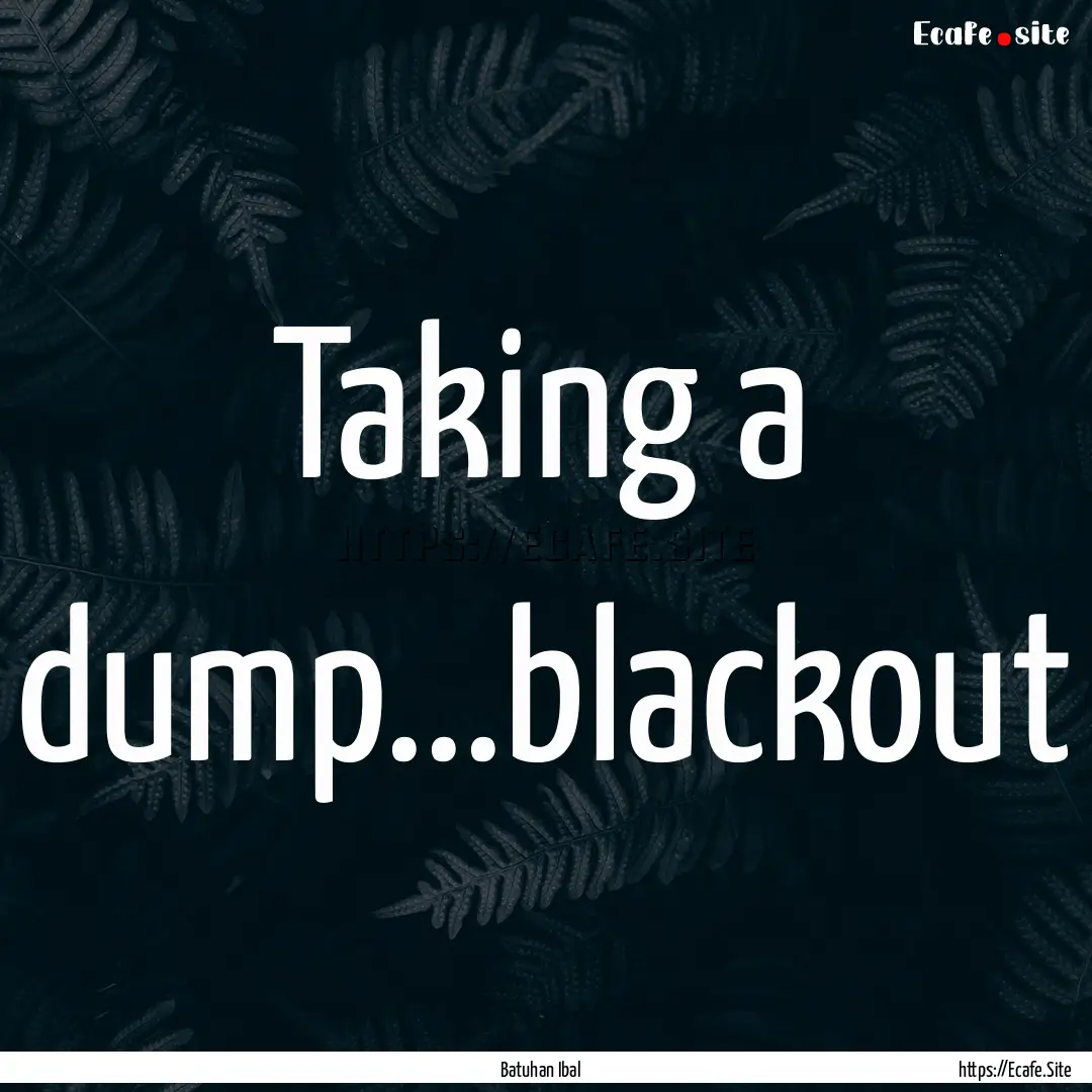 Taking a dump...blackout : Quote by Batuhan Ibal