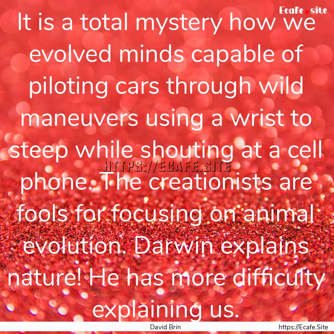 It is a total mystery how we evolved minds.... : Quote by David Brin