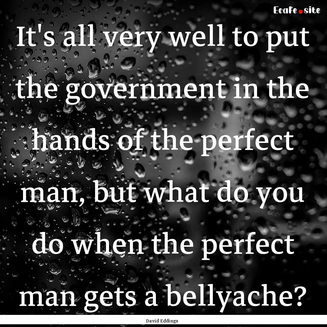 It's all very well to put the government.... : Quote by David Eddings