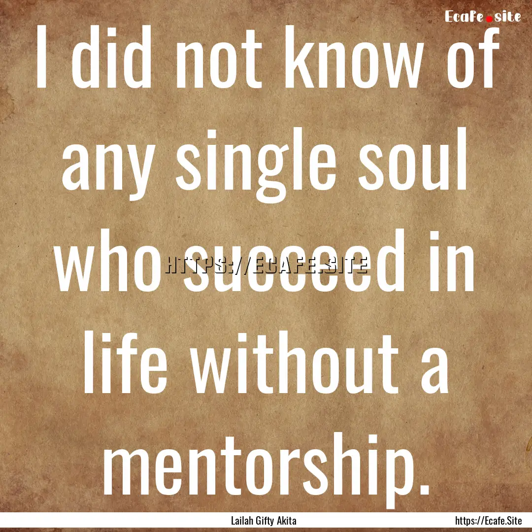 I did not know of any single soul who succeed.... : Quote by Lailah Gifty Akita