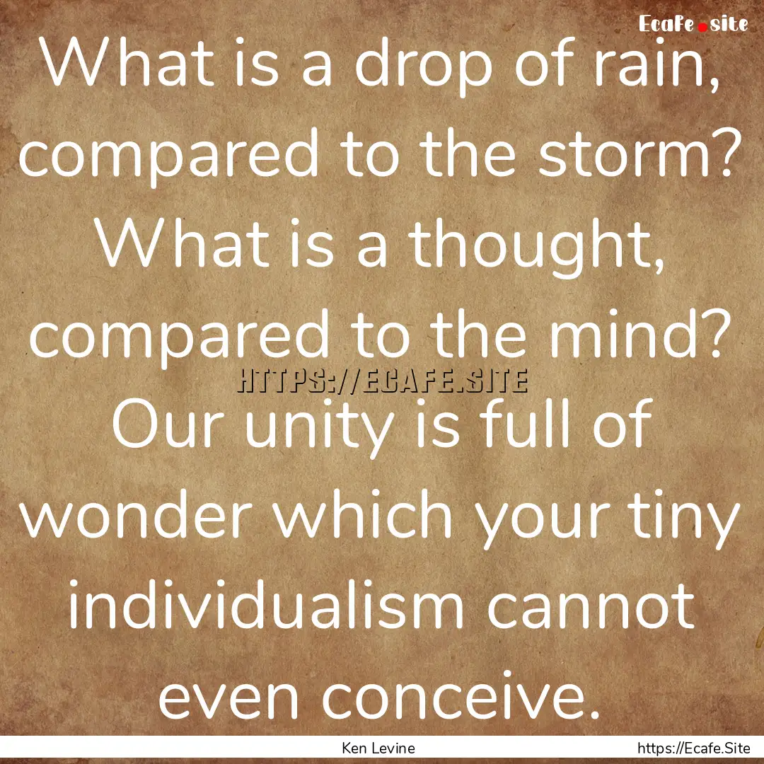 What is a drop of rain, compared to the storm?.... : Quote by Ken Levine