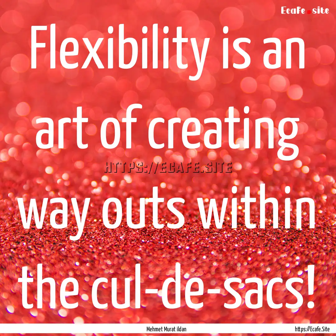 Flexibility is an art of creating way outs.... : Quote by Mehmet Murat ildan