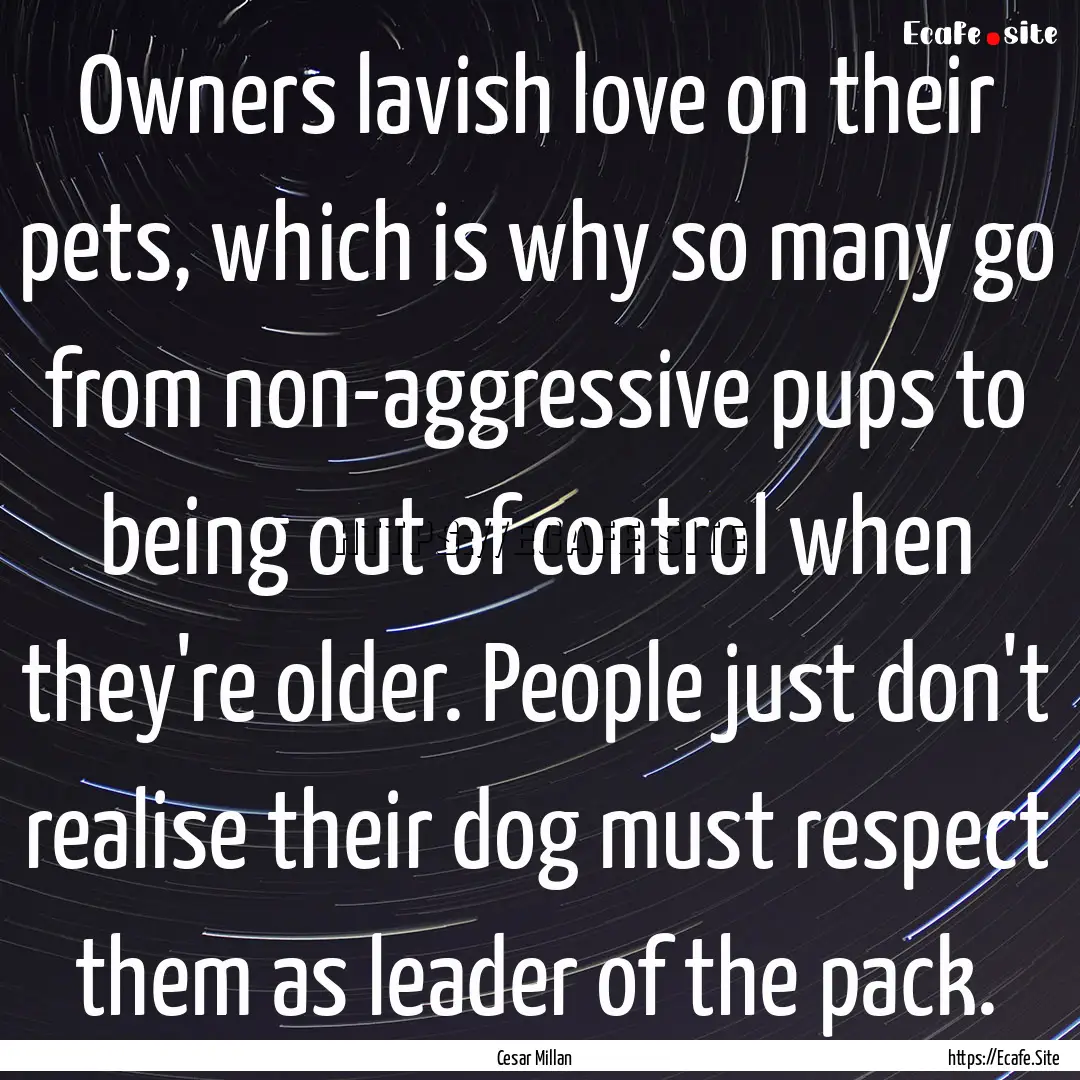 Owners lavish love on their pets, which is.... : Quote by Cesar Millan