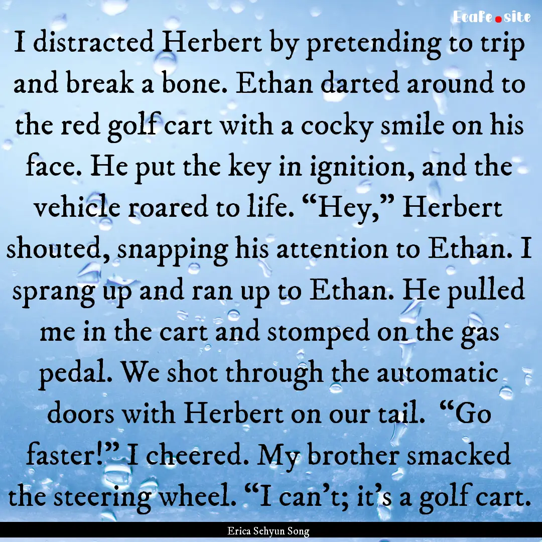 I distracted Herbert by pretending to trip.... : Quote by Erica Sehyun Song