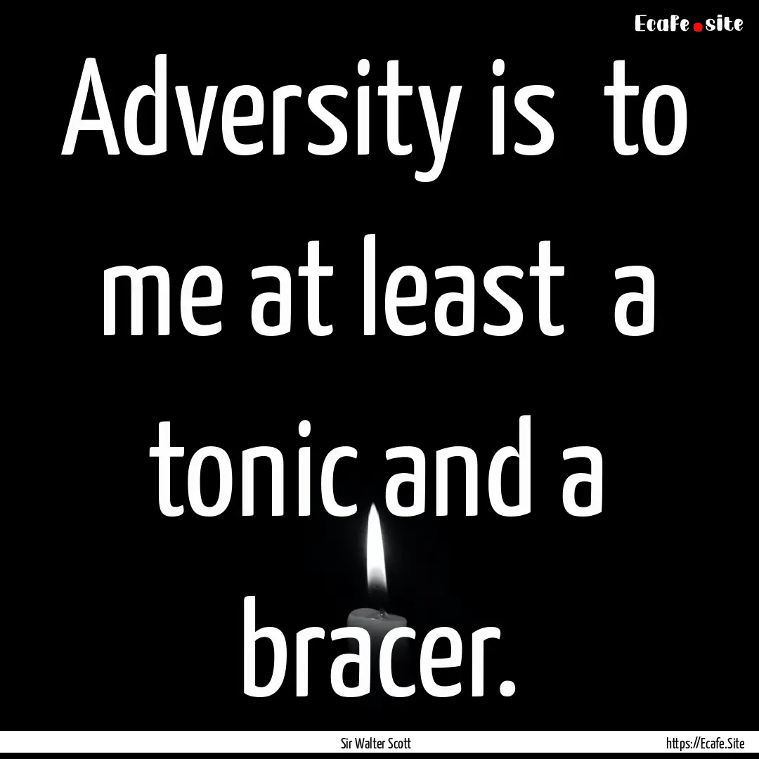 Adversity is to me at least a tonic and.... : Quote by Sir Walter Scott