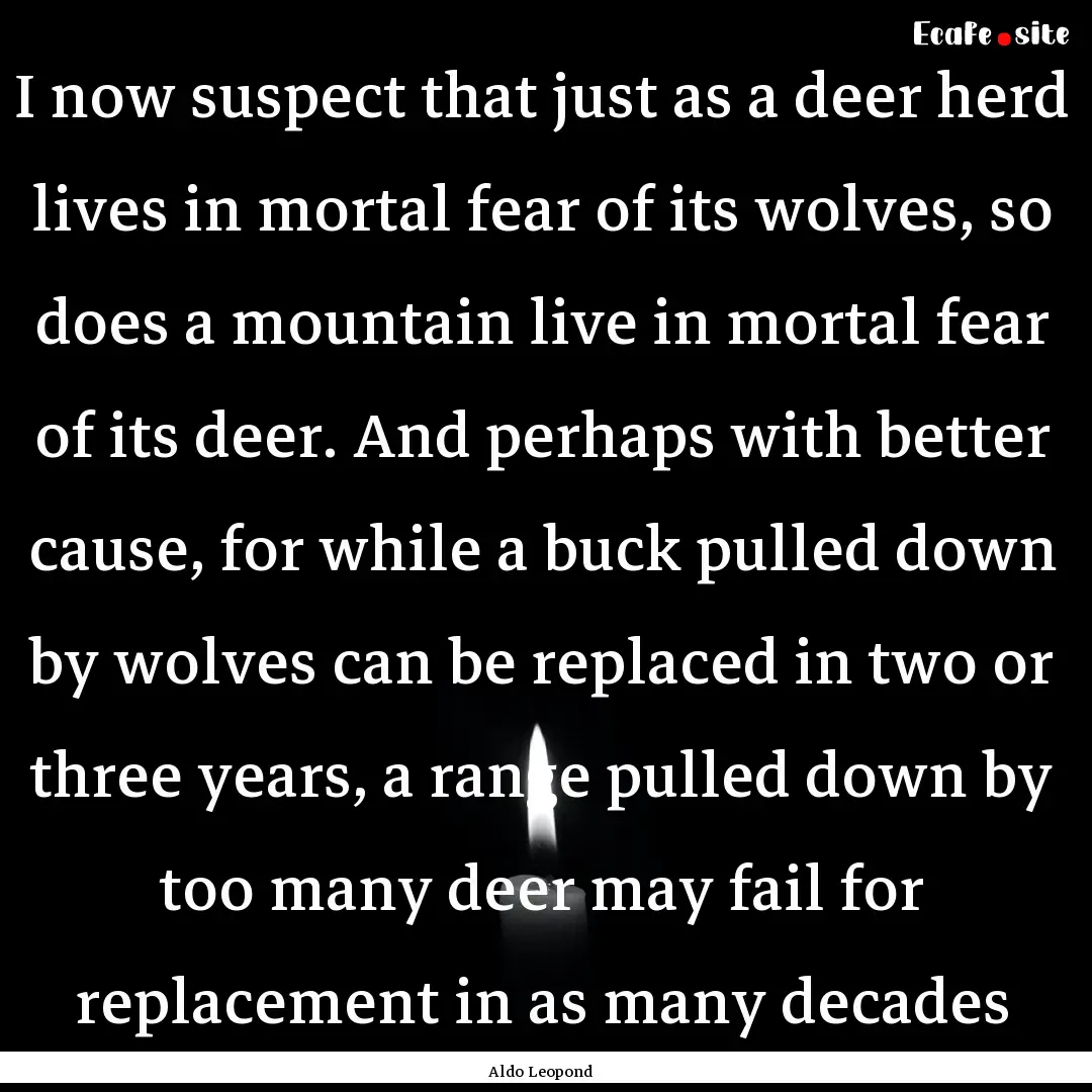 I now suspect that just as a deer herd lives.... : Quote by Aldo Leopond