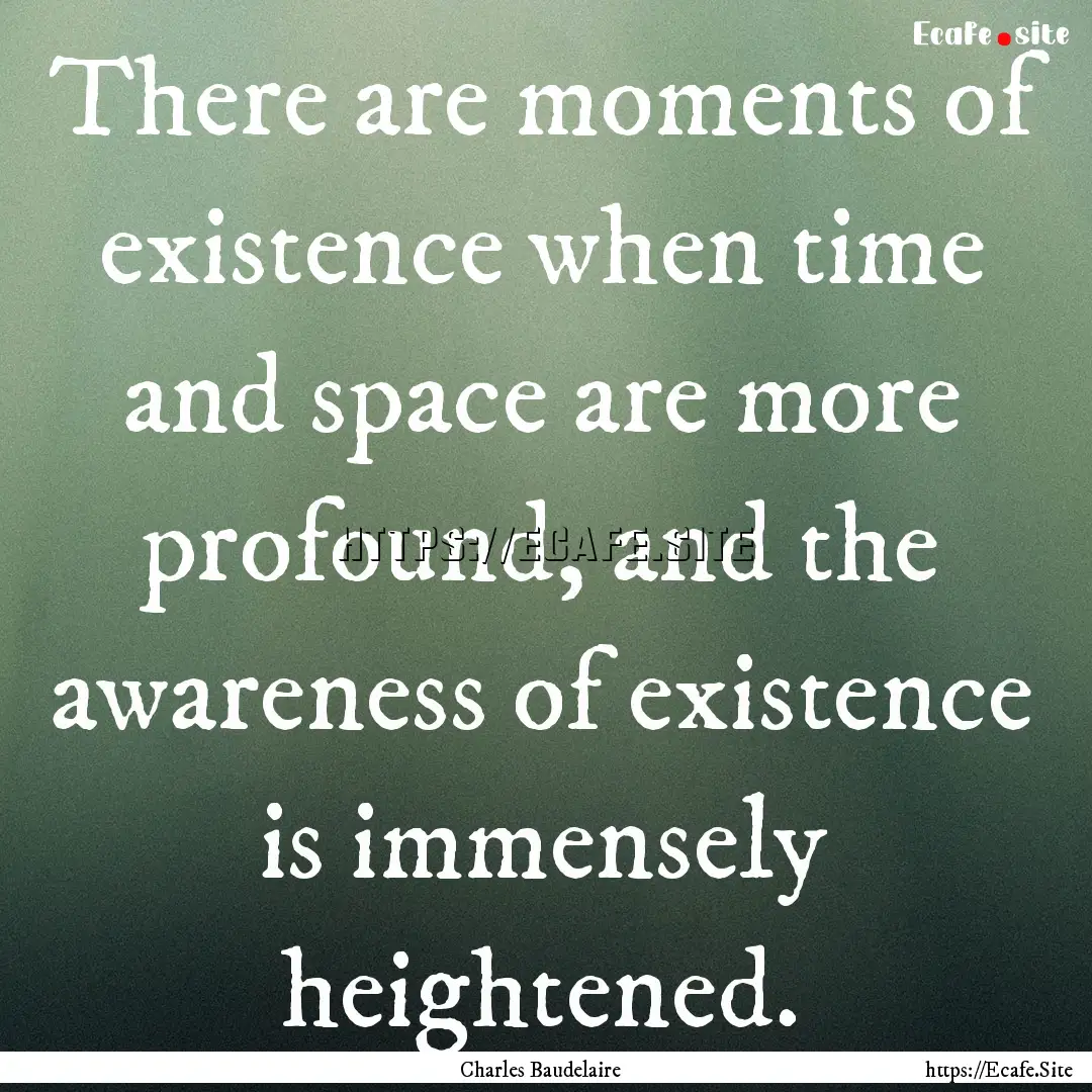 There are moments of existence when time.... : Quote by Charles Baudelaire