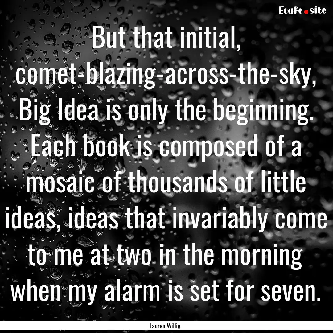 But that initial, comet-blazing-across-the-sky,.... : Quote by Lauren Willig