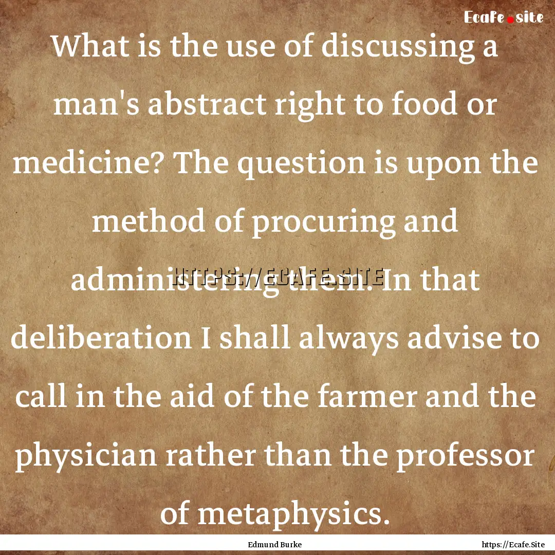 What is the use of discussing a man's abstract.... : Quote by Edmund Burke