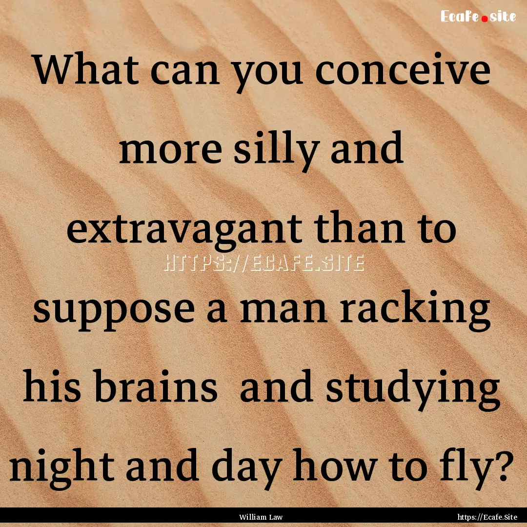 What can you conceive more silly and extravagant.... : Quote by William Law