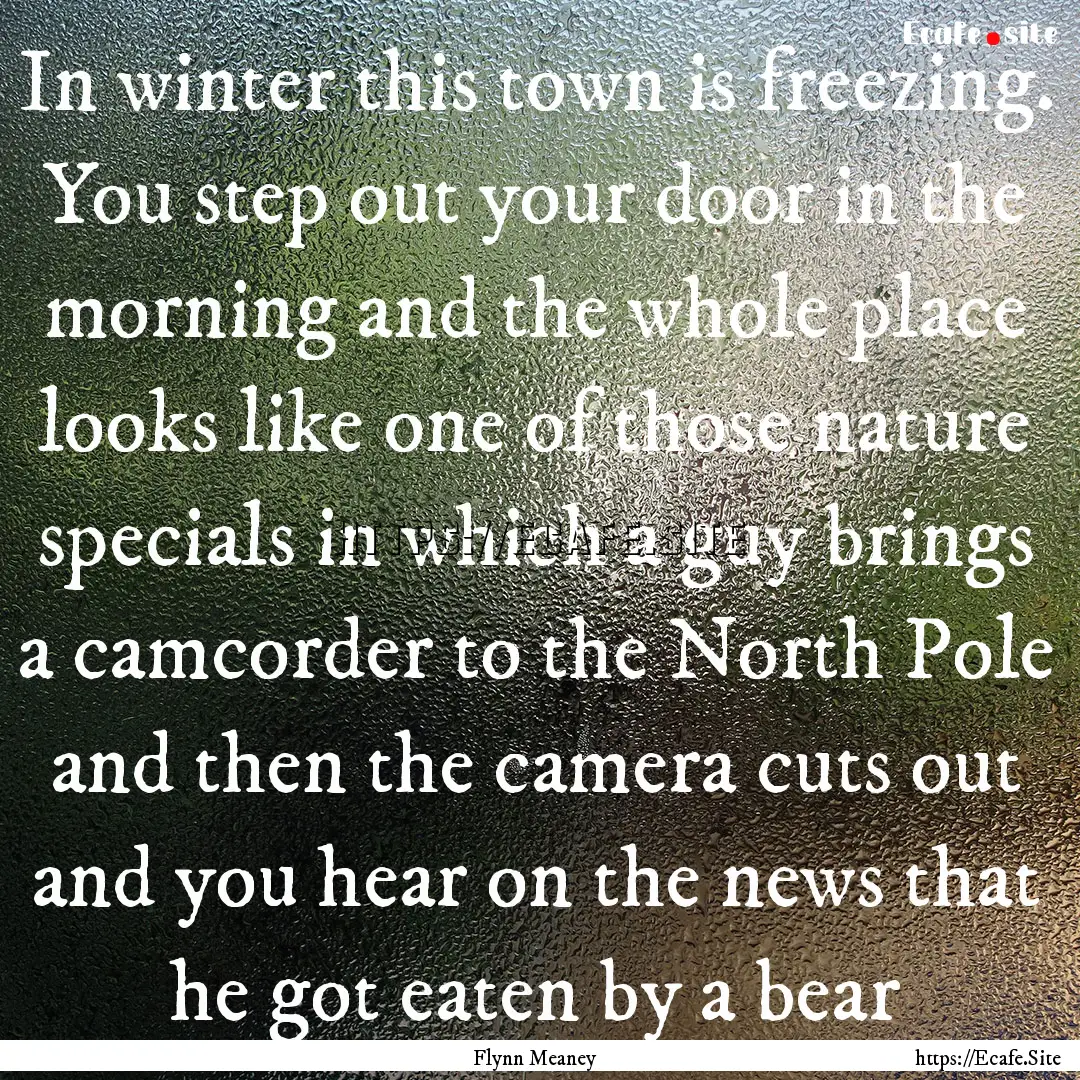 In winter this town is freezing. You step.... : Quote by Flynn Meaney