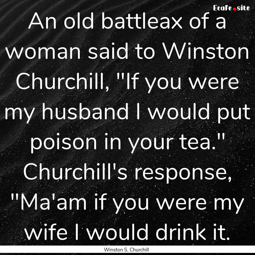 An old battleax of a woman said to Winston.... : Quote by Winston S. Churchill