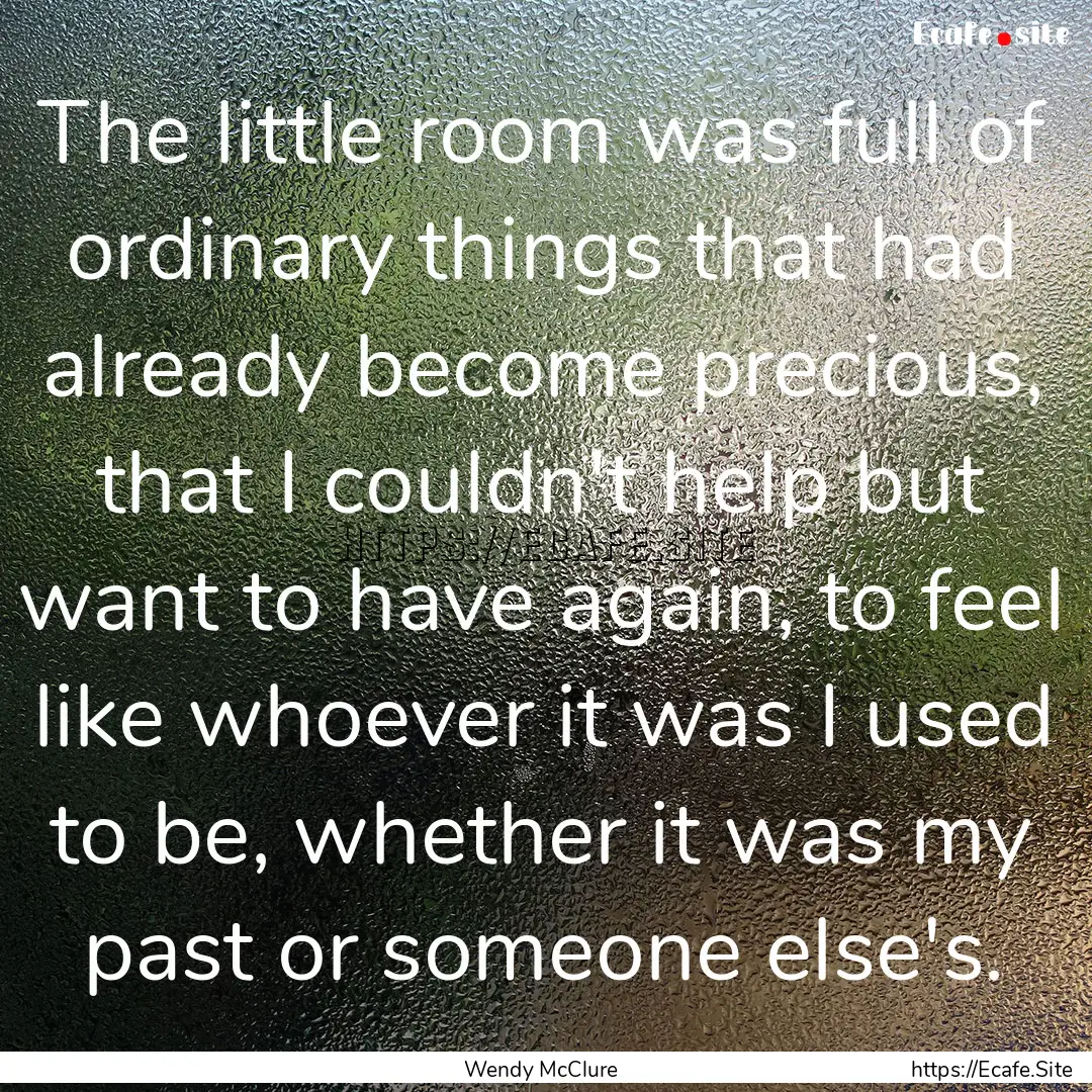 The little room was full of ordinary things.... : Quote by Wendy McClure