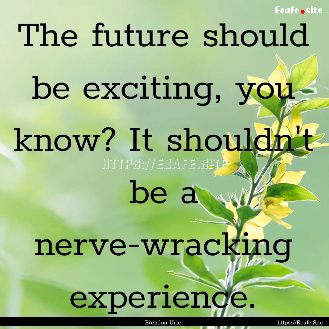 The future should be exciting, you know?.... : Quote by Brendon Urie